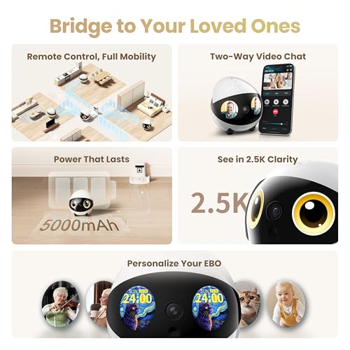 Enabot EBO Air 2S Mobile Robot Camera: 2.5K FamilyBot with Two-Way Video
