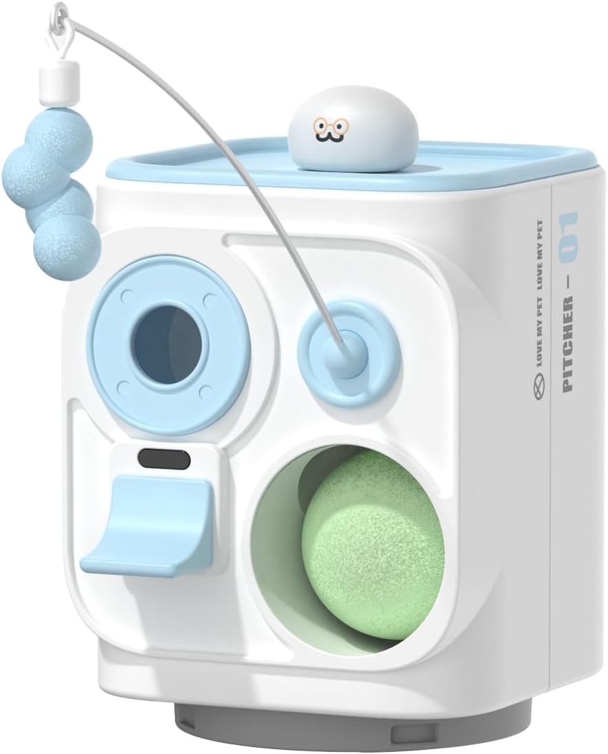 3-in-1 Interactive Pet Toy with Feather, Ball Launcher & Treat Dispenser