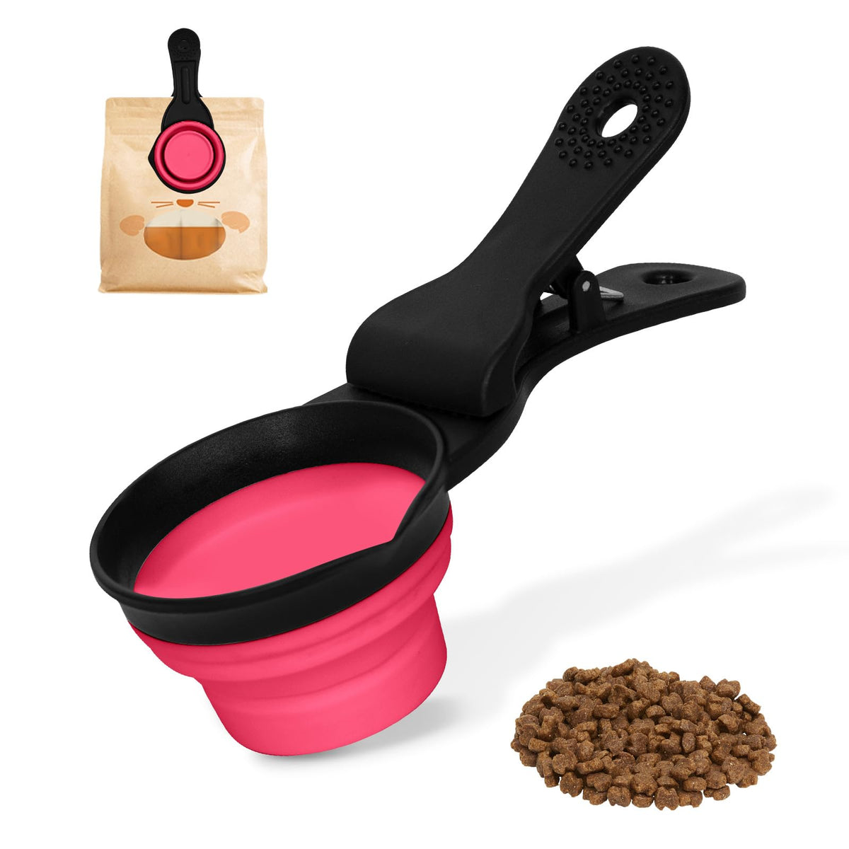 3-in-1 Collapsible Pet Food Scoop & Bag Clip