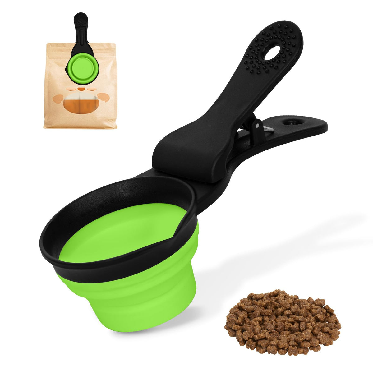 3-in-1 Collapsible Pet Food Scoop & Bag Clip