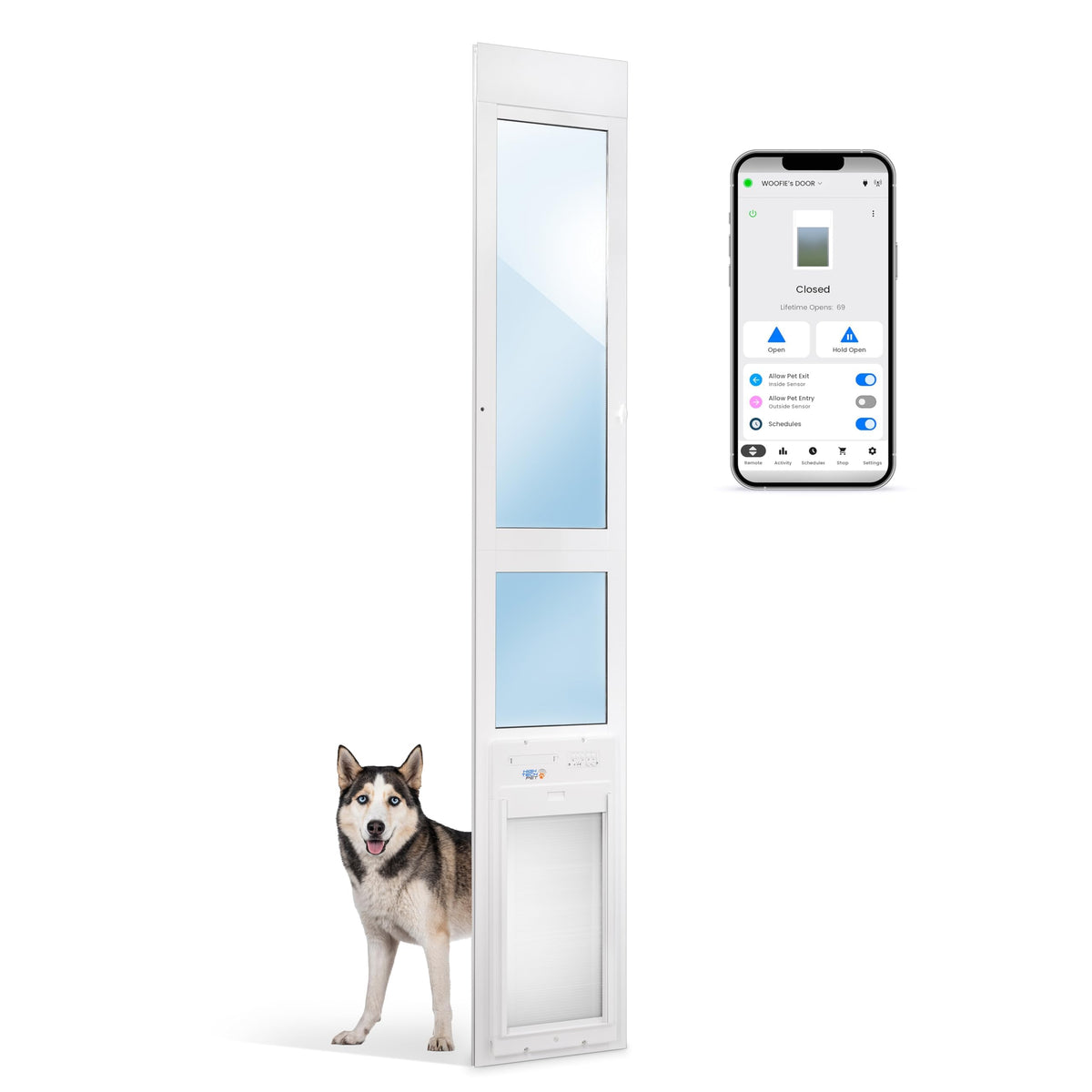 Power Pet Smart Roll Up Automatic Dog Door, WiFi (Large, Patio - 92½-96)