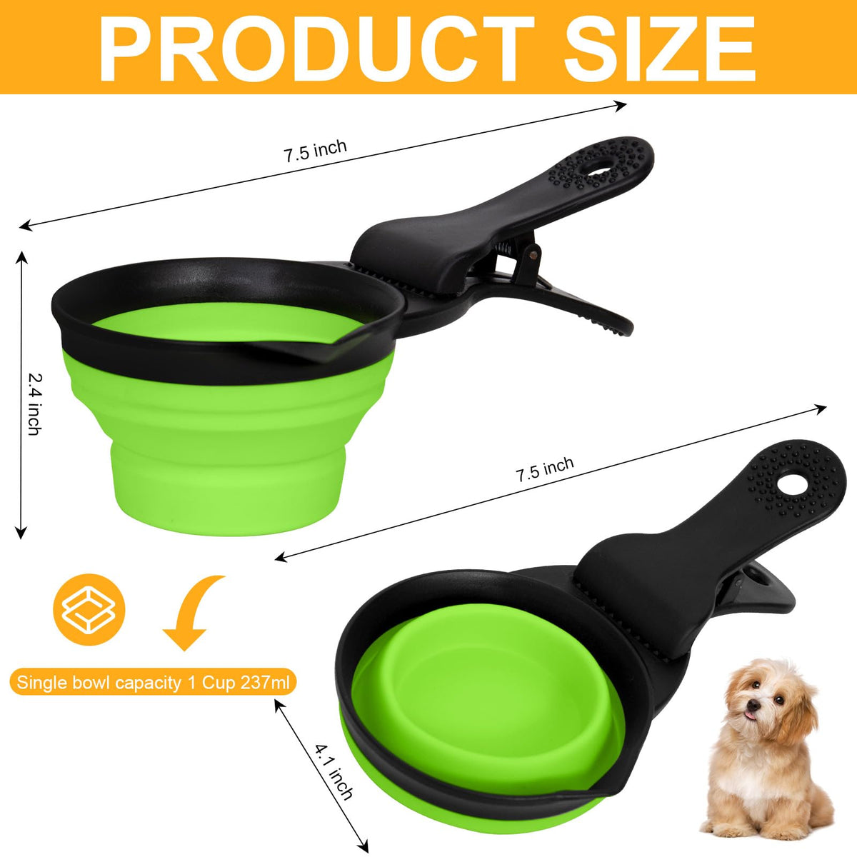 3-in-1 Collapsible Pet Food Scoop & Bag Clip