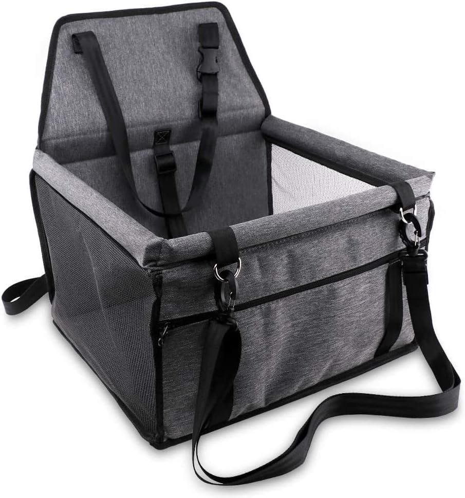 Pet Booster Car Seat with Safety Tether & Mesh Window