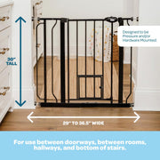 Extra-Wide Walk-Through Dog Gate with Pet Door