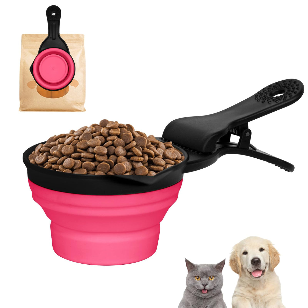 3-in-1 Collapsible Pet Food Scoop & Bag Clip