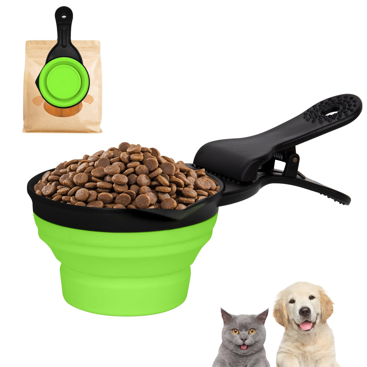 3-in-1 Collapsible Pet Food Scoop & Bag Clip