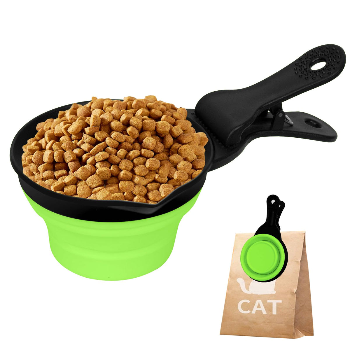 3-in-1 Collapsible Pet Food Scoop & Bag Clip
