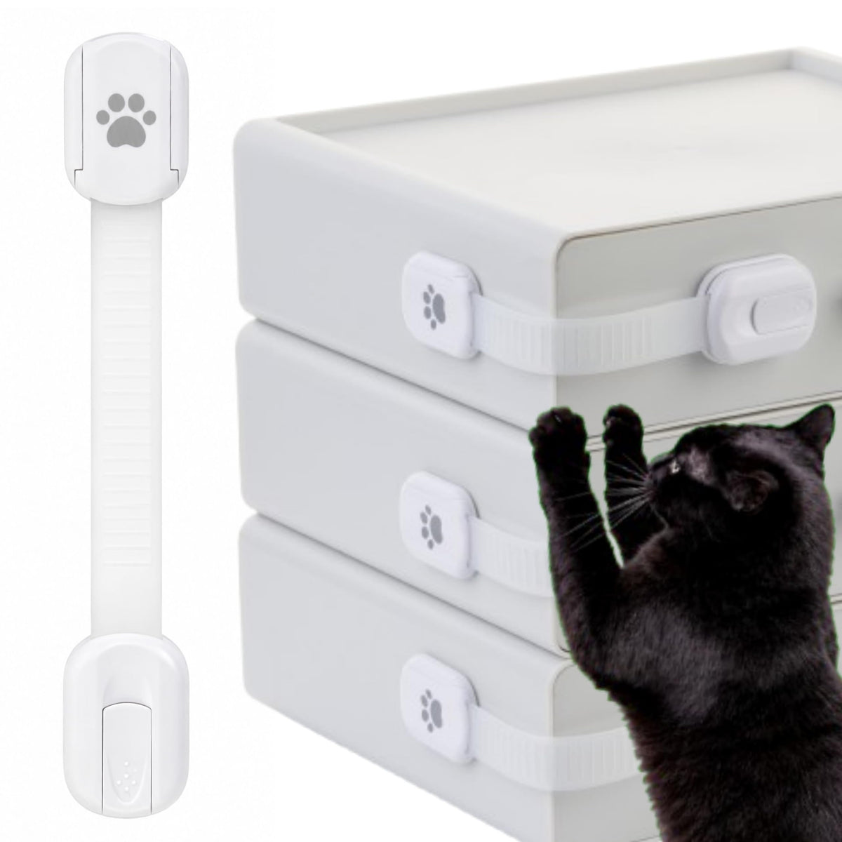10 Pack Cat Proof Cabinet Locks, Trash Can Lock for Dogs (White)