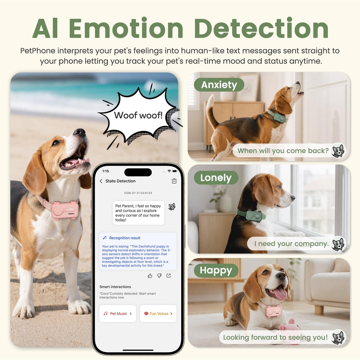 AI Pet Communication Device with Emotion Detection & 2-Way Chat