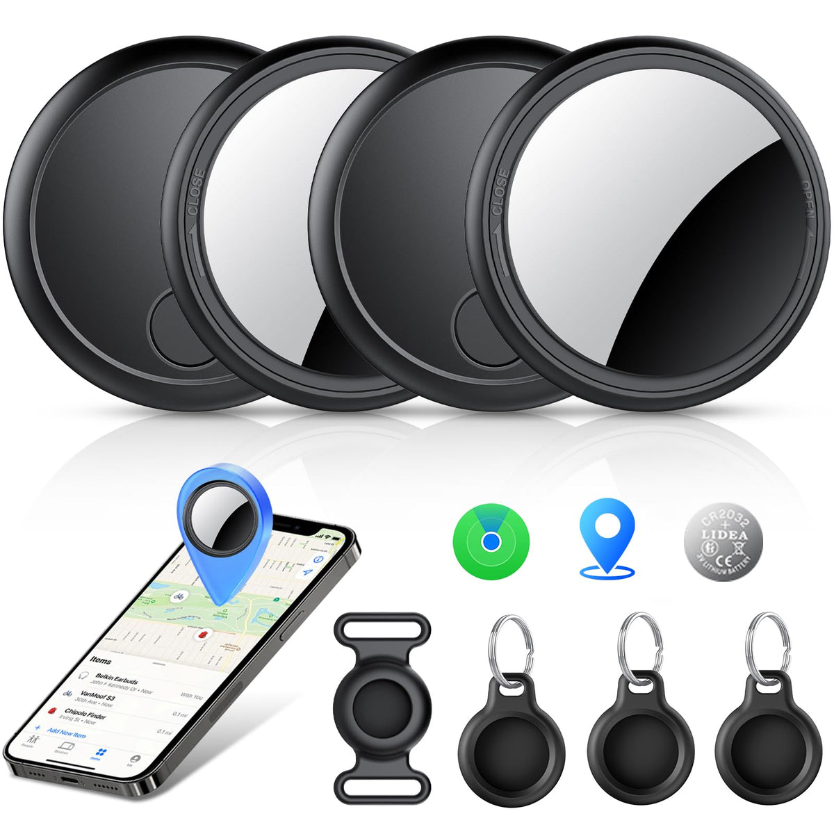 Bluetooth Item Tracker Tags, 4-Pack