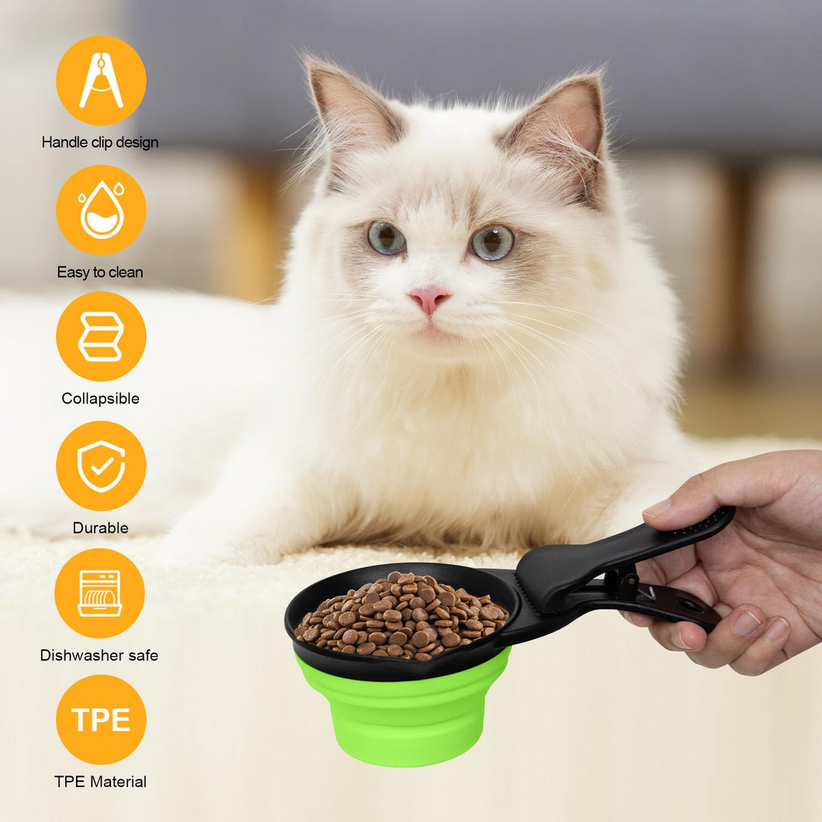3-in-1 Collapsible Pet Food Scoop & Bag Clip