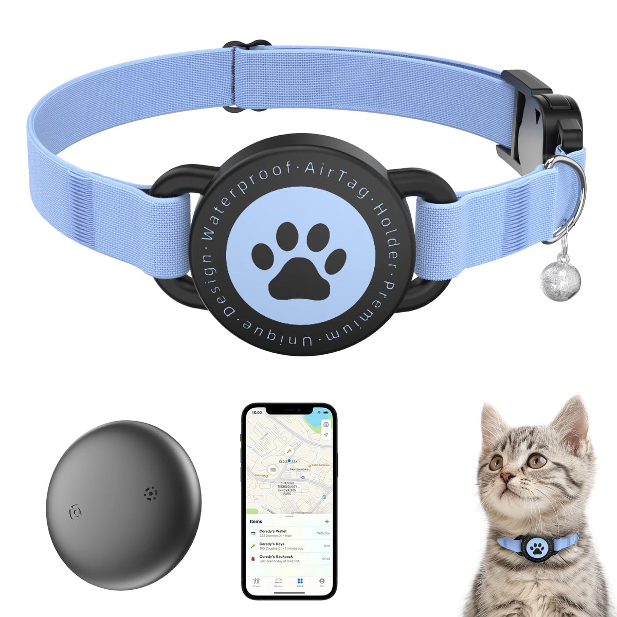 Cat GPS Tracking Collar (iOS & Android), Bluetooth
