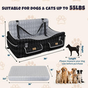 Memory Foam Dog Booster Car Seat with Storage