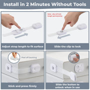 10 Pack Cat Proof Cabinet Locks, Trash Can Lock for Dogs (White)