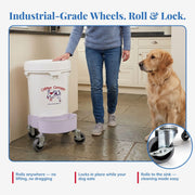 Raised Dog Feeder, Food Storage, 7-Inch Bowl, Rolling Base