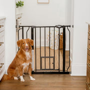 Extra-Wide Walk-Through Dog Gate with Pet Door