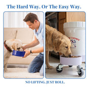 Raised Dog Feeder, Food Storage, 7-Inch Bowl, Rolling Base